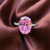Longlong gold S925 silver high carbon drill Oval 9*13 Yellow Diamond White Diamond pink diamond simple European and American Raydion cutting ring