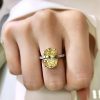 Longlong gold S925 silver high carbon drill Oval 9*13 Yellow Diamond White Diamond pink diamond simple European and American Raydion cutting ring