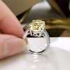 Longlong gold S925 silver high carbon drill Oval 9*13 Yellow Diamond White Diamond pink diamond simple European and American Raydion cutting ring