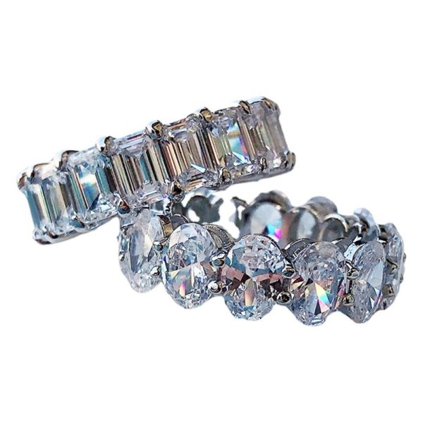 S925 silver simulation row Diamond ring pigeon egg goose egg female emerald car flower cutting European and American cross-border European and American fashion