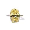 Longlong gold S925 silver high carbon drill Oval 9*13 Yellow Diamond White Diamond pink diamond simple European and American Raydion cutting ring