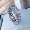 S925 silver simulation row Diamond ring pigeon egg goose egg female emerald car flower cutting European and American cross-border European and American fashion