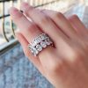 S925 silver simulation row Diamond ring pigeon egg goose egg female emerald car flower cutting European and American cross-border European and American fashion