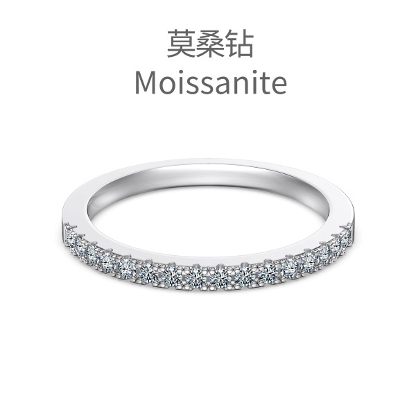 "Moissanite Series" S925 sterling silver Korean style fashionable women's diamond ring fine row of diamond index finger ring cross-border hot sale