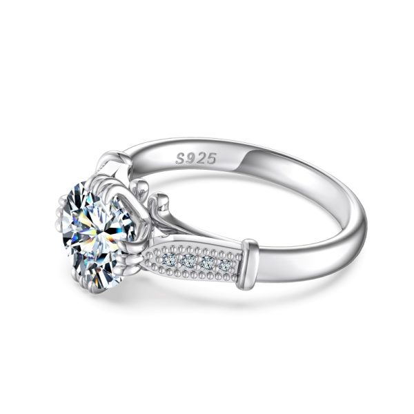 [Moissanite] 925 Sterling Silver Round Cut Ring