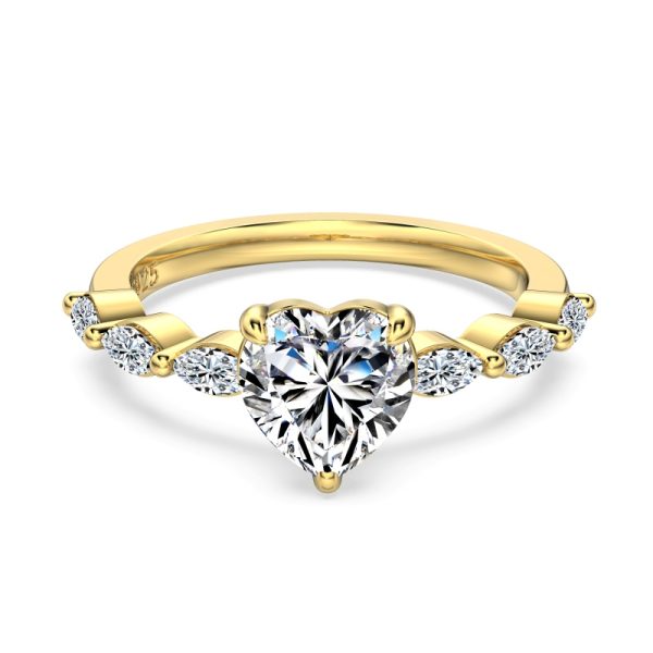 [Moissanite] 925 Sterling Silver 18K Gold Plated Heart Cut Ring