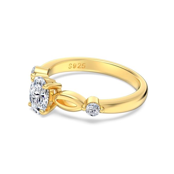 [Moissanite] 925 Sterling Silver 18K Gold Plated Ring