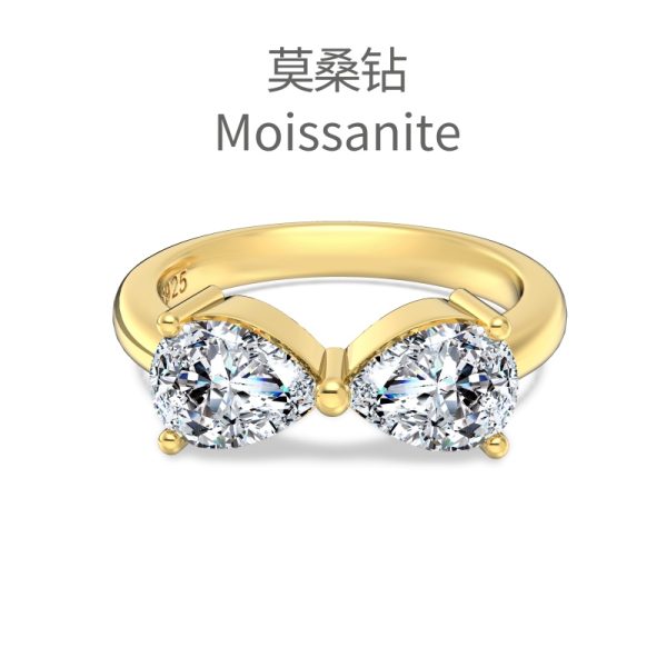 [Moissanite] 925 Sterling Silver 18K Gold Plated Ring