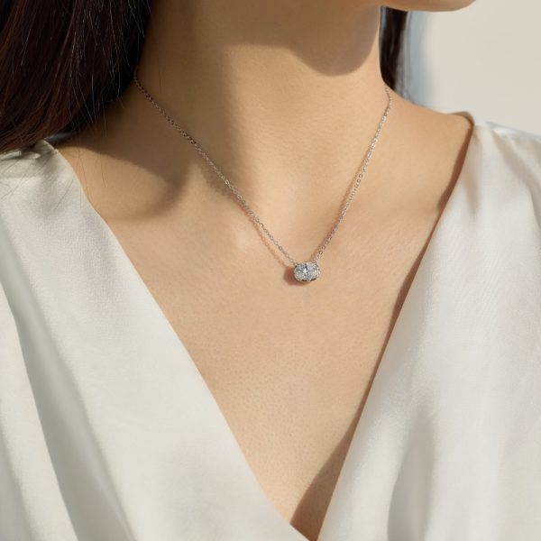 [Moissanite] 925 Sterling Silver Oval Cut Necklace