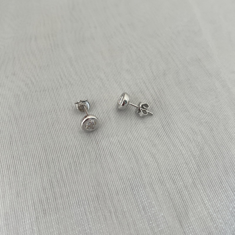 [Moissanite] 925 Sterling Silver Round Earrings