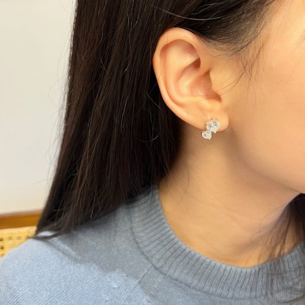 [Moissanite] 925 Sterling Silver Heart Earrings