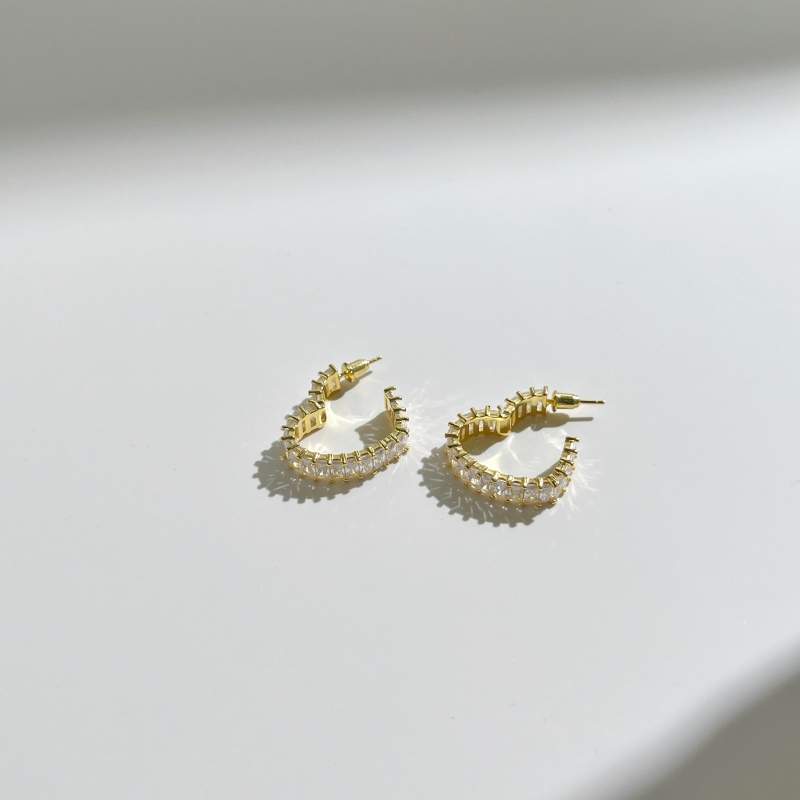 925 Sterling Silver 18K Gold Plated Cubic Zirconia Earrings