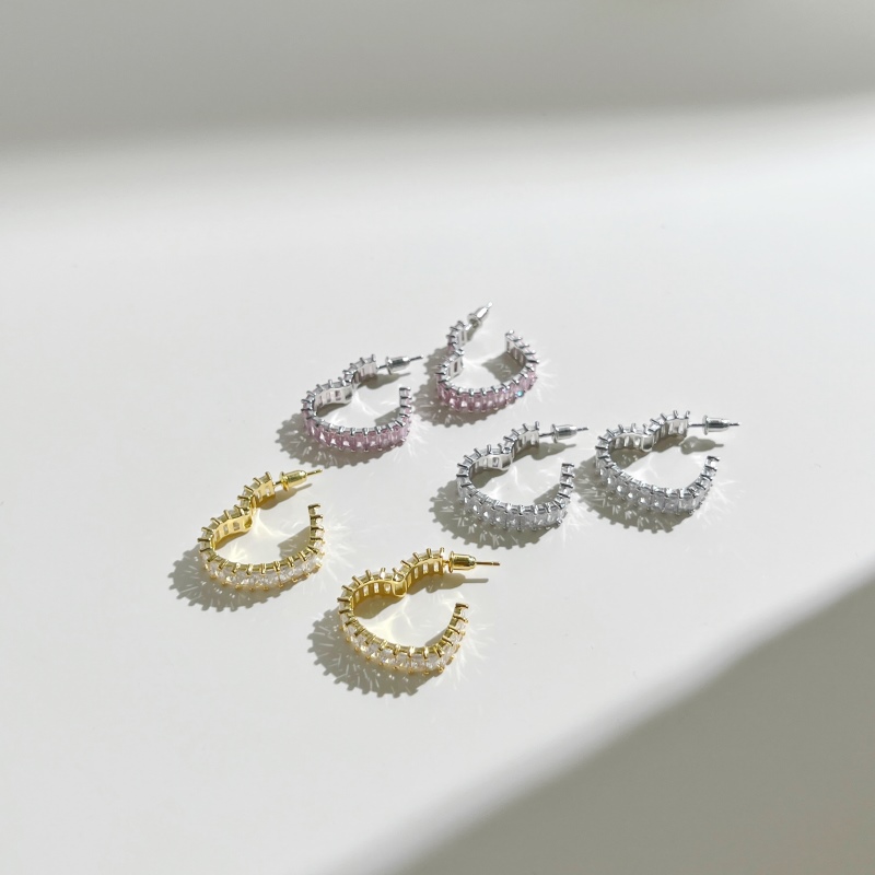 925 Sterling Silver 18K Gold Plated Cubic Zirconia Earrings - Image 2