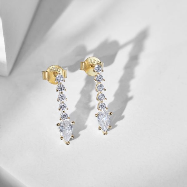 925 Sterling Silver 18K Gold Plated Cubic Zirconia Earrings