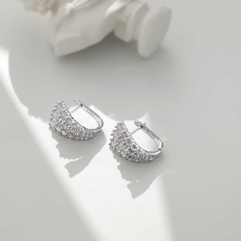 925 Sterling Silver White Cubic Zirconia Earrings - Image 2