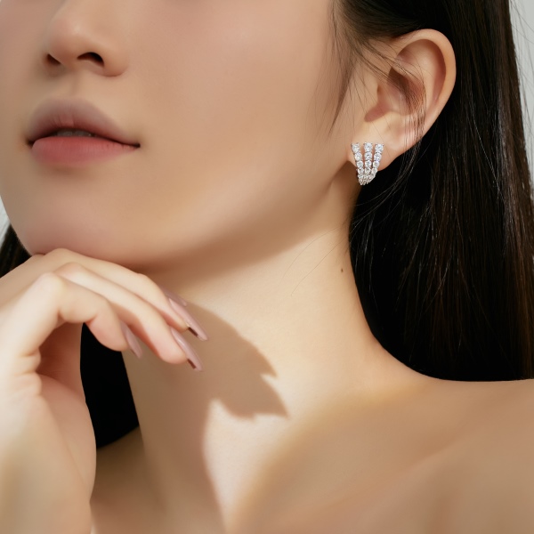925 Sterling Silver White Cubic Zirconia Earrings - Image 5