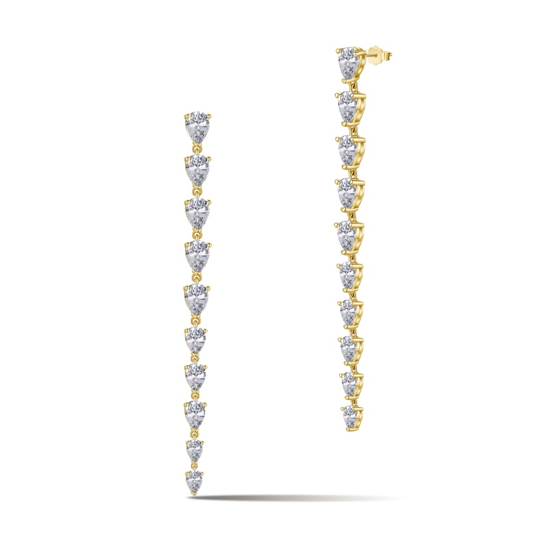 925 Sterling Silver 18K Gold Plated Cubic Zirconia Earrings