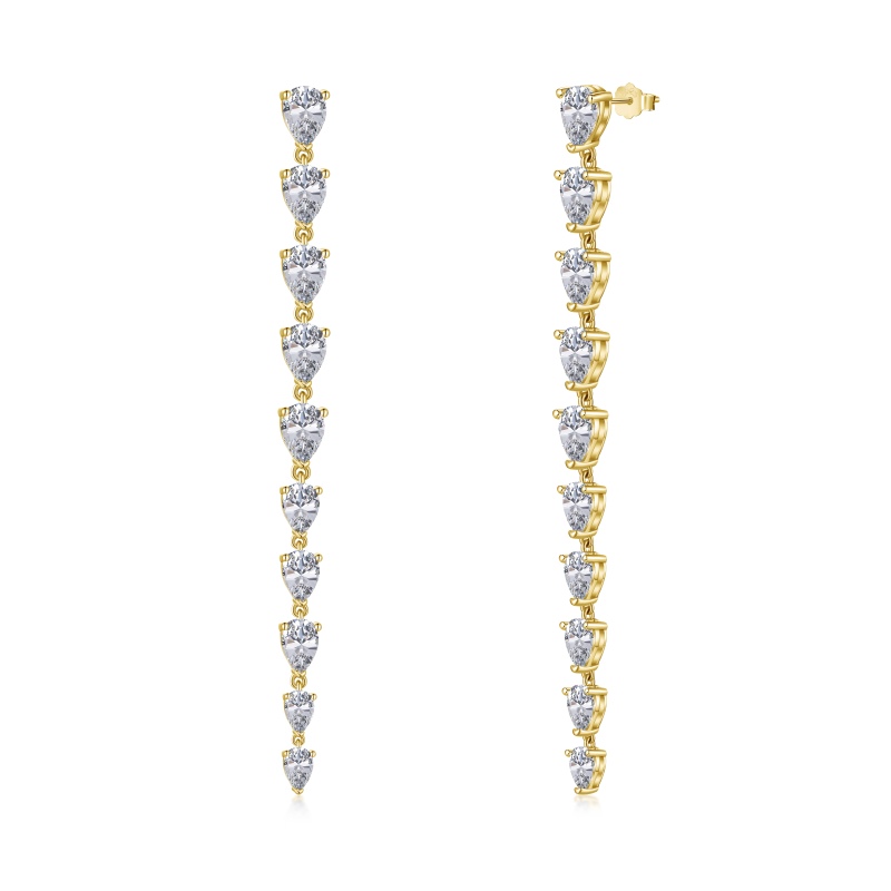 925 Sterling Silver 18K Gold Plated Cubic Zirconia Earrings - Image 2