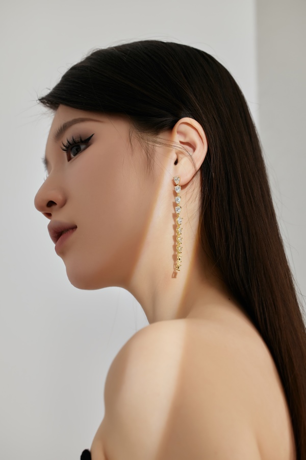 925 Sterling Silver 18K Gold Plated Cubic Zirconia Earrings - Image 5