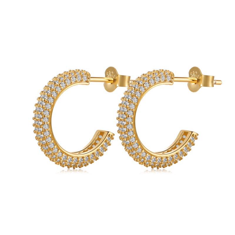 925 Sterling Silver 18K Gold Plated Cubic Zirconia Earrings