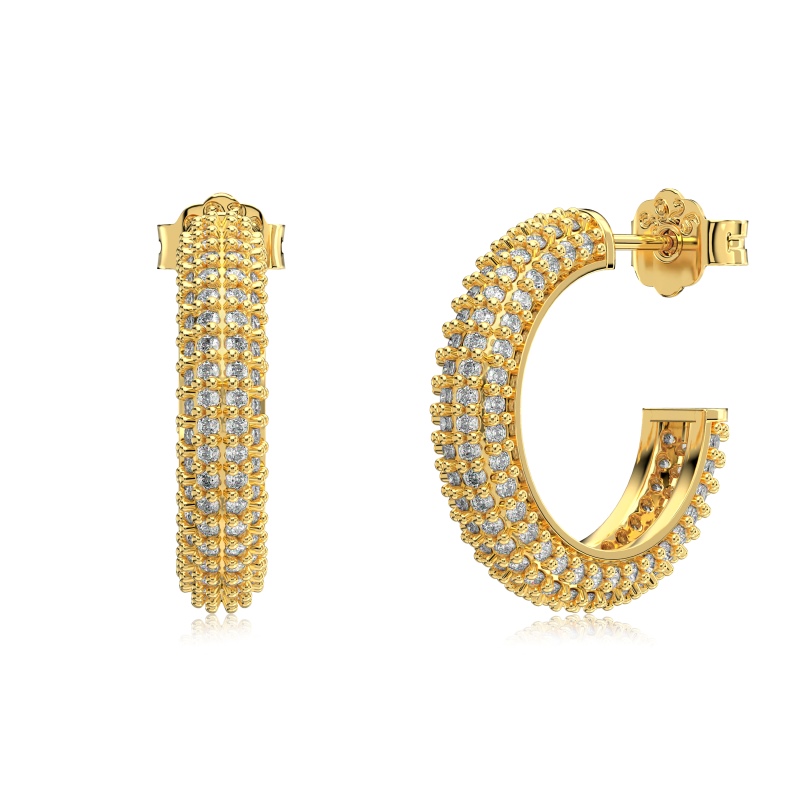 925 Sterling Silver 18K Gold Plated Cubic Zirconia Earrings - Image 2
