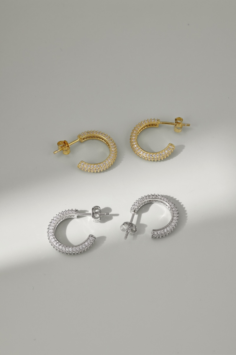 925 Sterling Silver 18K Gold Plated Cubic Zirconia Earrings - Image 3
