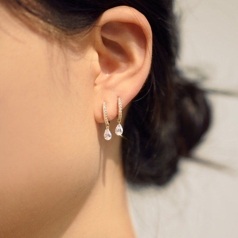 925 Sterling Silver 14K Gold Plated Cubic Zirconia Earrings