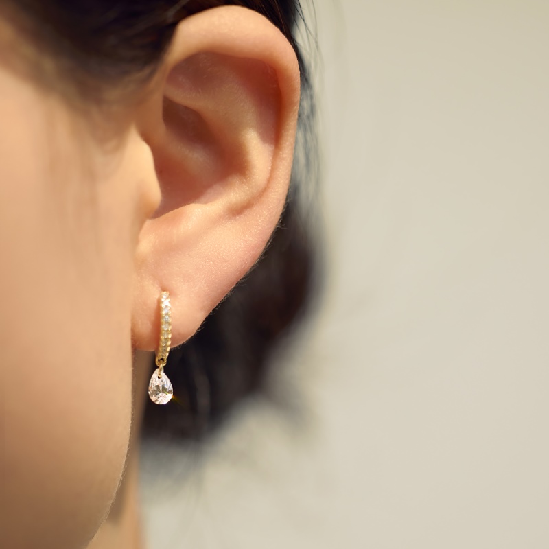 925 Sterling Silver 14K Gold Plated Cubic Zirconia Earrings - Image 2