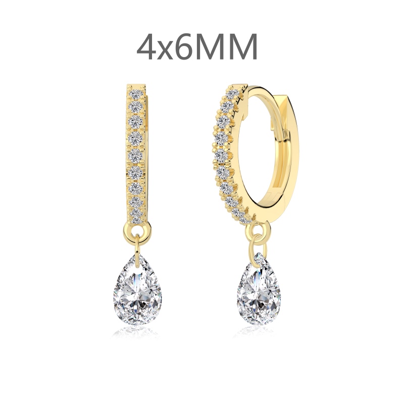 925 Sterling Silver 14K Gold Plated Cubic Zirconia Earrings - Image 3
