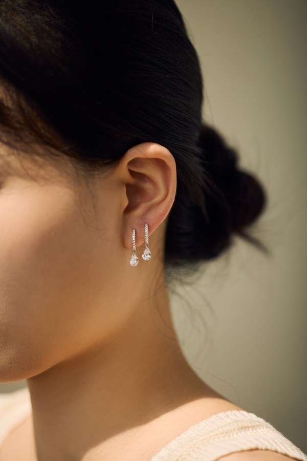 925 Sterling Silver 14K Gold Plated Cubic Zirconia Earrings - Image 5