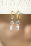 925 Sterling Silver 14K Gold Plated Cubic Zirconia Earrings
