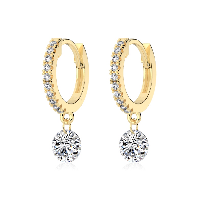 925 Sterling Silver 14K Gold Plated Cubic Zirconia Earrings - Image 3