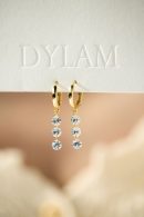 925 Sterling Silver 14K Gold Plated Cubic Zirconia Earrings