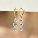 925 Sterling Silver 14K Gold Plated Cubic Zirconia Earrings