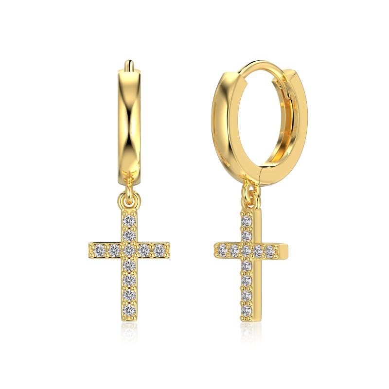 925 Sterling Silver 18K Gold Plated Cubic Zirconia Earrings