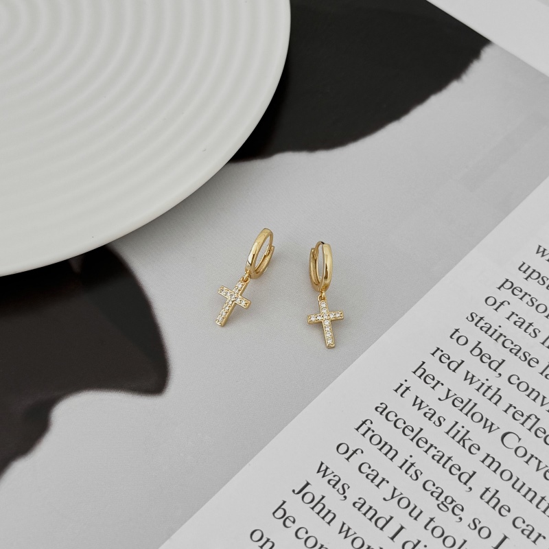 925 Sterling Silver 18K Gold Plated Cubic Zirconia Earrings - Image 2