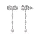 925 Sterling Silver Heart Shaped Pearl Bow Earrings