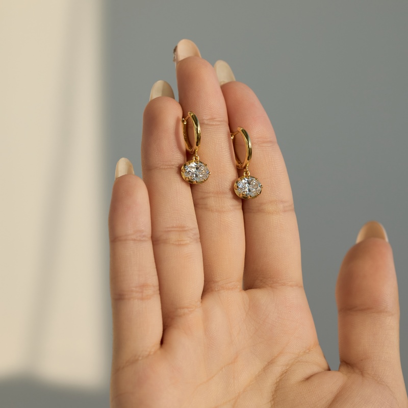 925 Sterling Silver 18K Gold Plated Cubic Zirconia Earrings