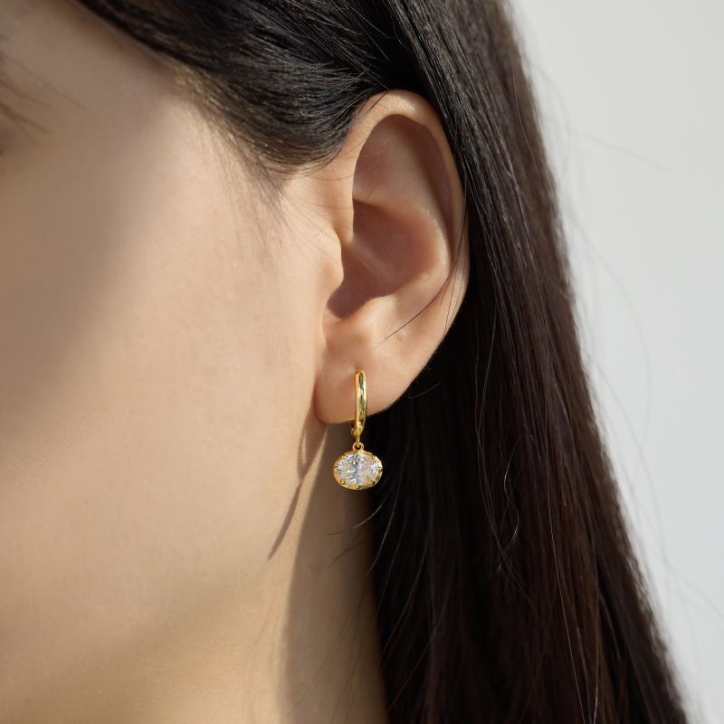 925 Sterling Silver 18K Gold Plated Cubic Zirconia Earrings - Image 2