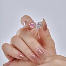 925 Sterling Silver 8A High Carbon Diamond Heart and Pear Cut Ring