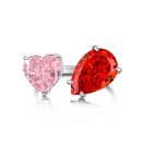 925 Sterling Silver 8A High Carbon Diamond Heart and Pear Cut Ring