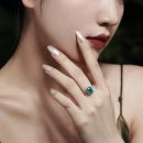925 Sterling Silver Synthetic Emerald Ring