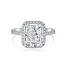 925 Sterling Silver 8A High Carbon Diamond Rectangular Cut Ring