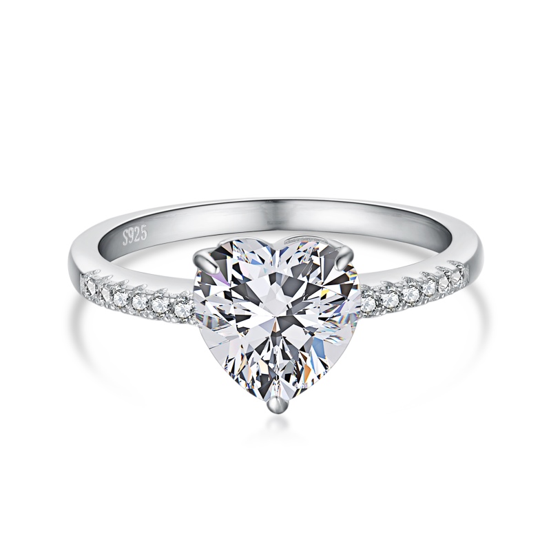 925 Sterling Silver Cubic Zirconia Heart Ring - Image 3