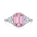 925 Sterling Silver 5A Zircon Emerald Cut Ring