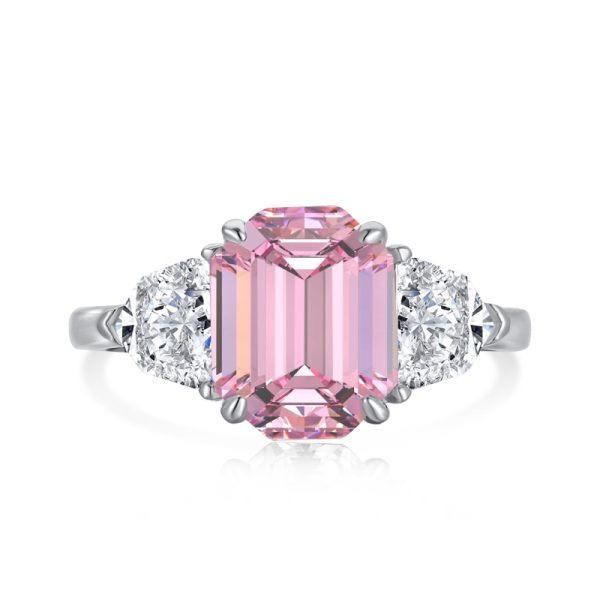 925 Sterling Silver 5A Zircon Emerald Cut Ring
