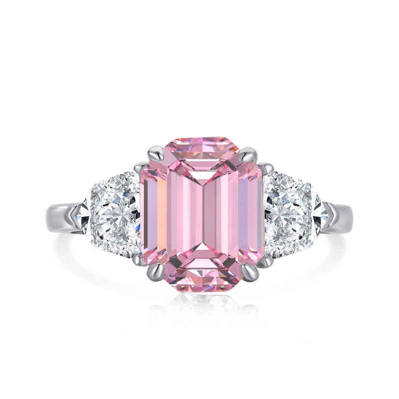 925 Sterling Silver 5A Zircon Emerald Cut Ring