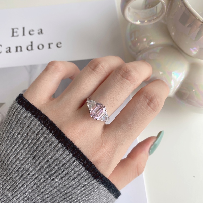 925 Sterling Silver 5A Zircon Emerald Cut Ring - Image 2