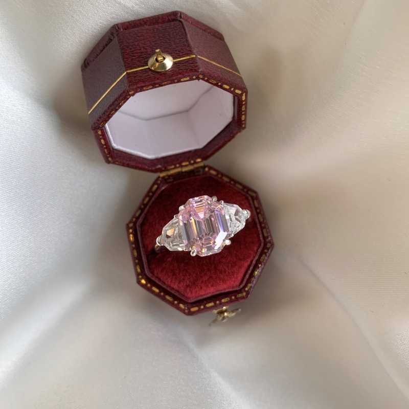 925 Sterling Silver 5A Zircon Emerald Cut Ring - Image 3