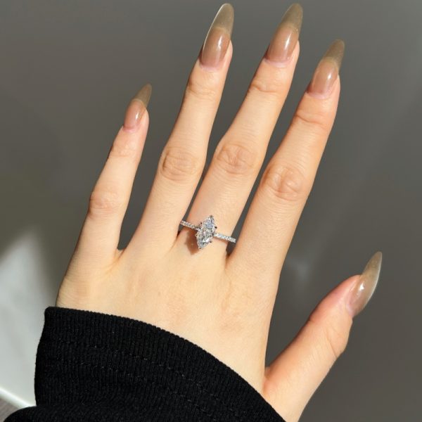 925 Sterling Silver Marquise Cut Ring